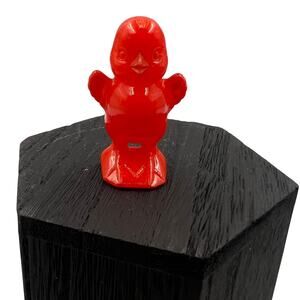 Vintage Knickerbocker Solid Orange Hollow Plastic Mini Easter Chick 2 inch